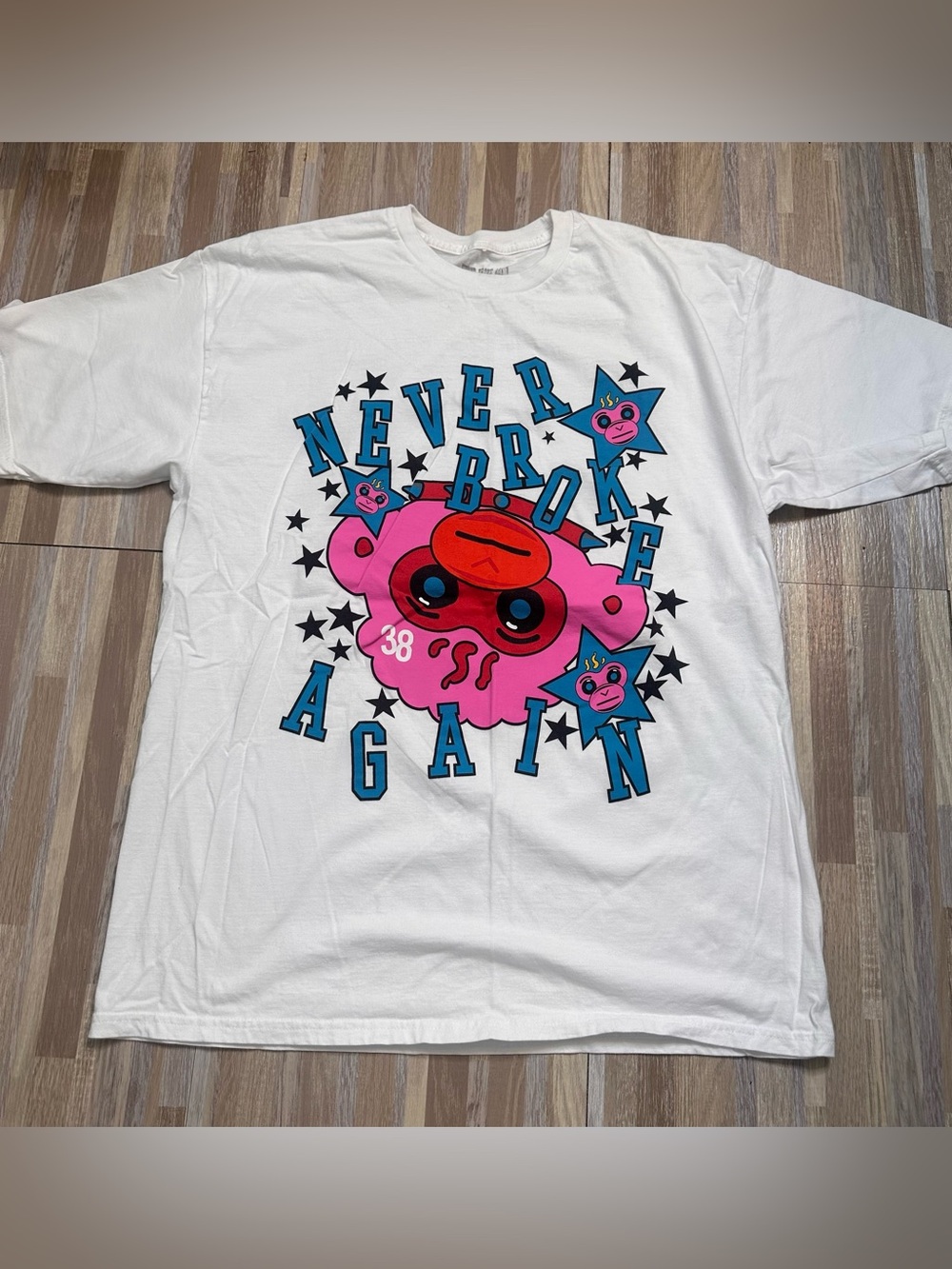 Men’s XL Never Broke Again White Monkey Stars Tee